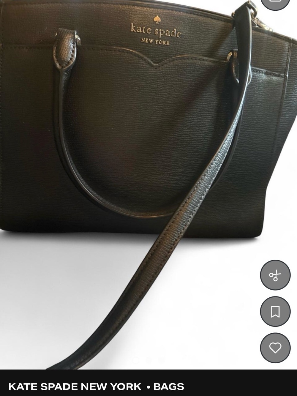 kate spade Black Saffiano Leather Tote with Gold Logo